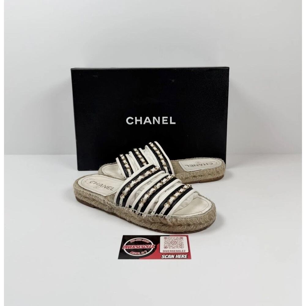 Size 36EU/6W - Chanel Chain Link Leather Espadrilles - Picture 1 of 11